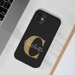 Eleganter moderner Monogrammname in Black Gold Case-Mate iPhone 14 Hülle<br><div class="desc">Einfache Personalisierte Monogramm und Name in Black and Gold Case-Mate iPhone 14 Fall</div>