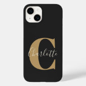 Eleganter moderner Monogrammname in Black Gold Case-Mate iPhone Hülle (Rückseite)