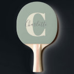 Eleganter moderner Monogrammname in Sage Green Tischtennis Schläger<br><div class="desc">Einfache Personalisierte Monogramm und Name im Grünen Pingpongpaddel</div>