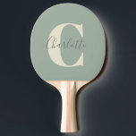 Eleganter moderner Monogrammname in Sage Green Tischtennis Schläger<br><div class="desc">Einfache Personalisierte Monogramm und Name im Grünen Pingpongpaddel</div>