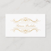 Eleganter, moderner Name Gold & White Swirl Platzkarte (Vorderseite)