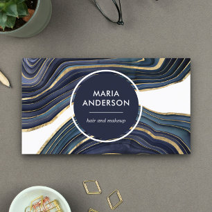 Eleganter moderner Navyblauer Gold-Achat-Geoden-Ed Visitenkarte