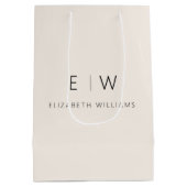 Eleganter moderner neutraler Minimalistischer Mono Mittlere Geschenktüte (Rückseite)