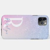 Eleganter, moderner, ombre blauer Glitzer Regenbog Case-Mate iPhone Hülle (Rückseite (Horizontal))