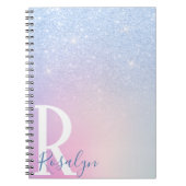 Eleganter, moderner, ombre blauer Glitzer Regenbog Notizblock (Vorderseite)