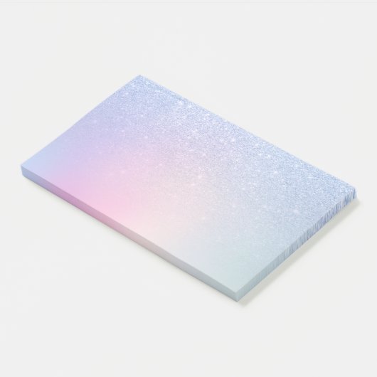 Eleganter, moderner, ombre blauer Glitzer Regenbog Post-it Klebezettel (angewinkelt)