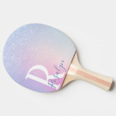 Eleganter, moderner, ombre blauer Glitzer Regenbog Tischtennis Schläger (Seitenansicht)
