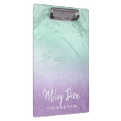 Eleganter moderner ombre lila & mint Glitzer Marmo Klemmbrett (Rechts)