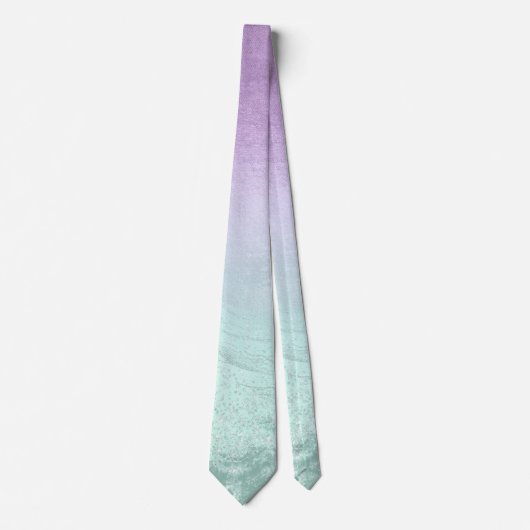 Eleganter moderner ombre lila & mint Glitzer Marmo Krawatte (Vorderseite)