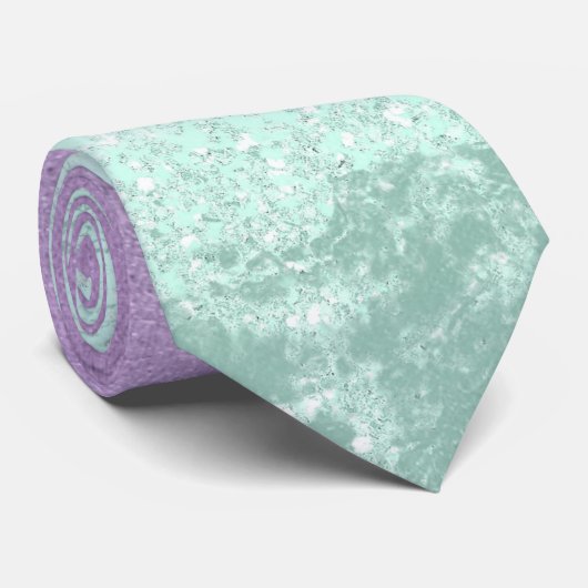 Eleganter moderner ombre lila & mint Glitzer Marmo Krawatte (Gerollt)