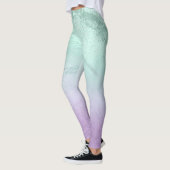 Eleganter moderner ombre lila & mint Glitzer Marmo Leggings (Links)