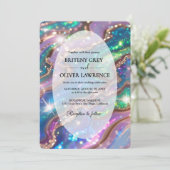 Eleganter, moderner opaler Stein und Glitzer, die Einladung (Stehend Vorderseite)