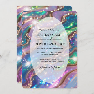 Eleganter, moderner opaler Stein und Glitzer, die Einladung