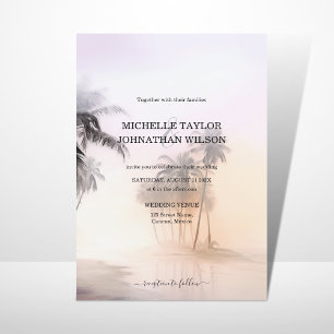Eleganter moderner Palm Beach Hochzeit in Urlaubso Einladung