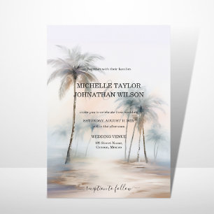 Eleganter moderner Palm Beach Hochzeit in Urlaubso Einladung