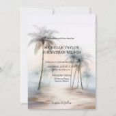 Eleganter moderner Palm Beach Hochzeit in Urlaubso Einladung (Vorderseite)