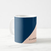 eleganter, moderner pastellfarbener Pfirsichmarine Kaffeetasse (Vorderseite Links)