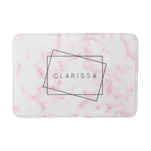 eleganter, moderner pastellrosa und weißer Imitat Badematte