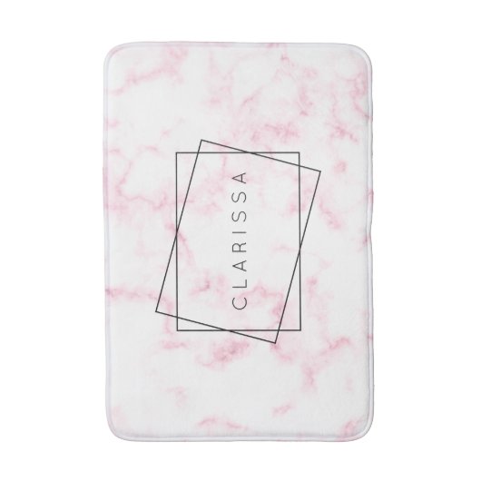 eleganter, moderner pastellrosa und weißer Imitat  Badematte (Vorderseite Vertikal)