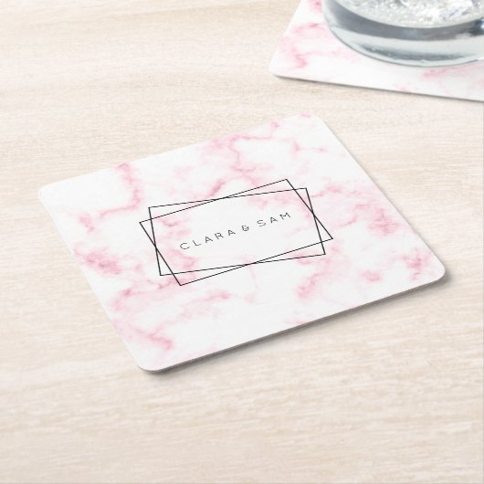 eleganter, moderner pastellrosa und weißer Imitat Rechteckiger Pappuntersetzer (angewinkelt)