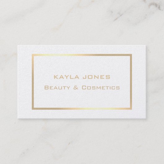 Eleganter moderner Perlweißgoldrahmen Beruflich Visitenkarte (Vorderseite)