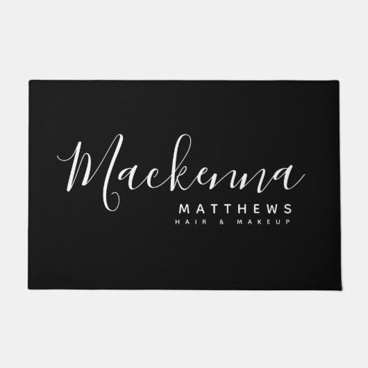 Eleganter, moderner Personalisierter Name Schwarze Fußmatte (Vorderseite)