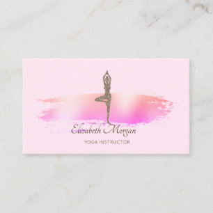 Eleganter moderner Pinselstrich Glitter Yoga Mädch Visitenkarte