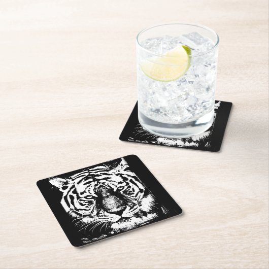 Eleganter Moderner Pop Art Template Leiter Tiger Rechteckiger Pappuntersetzer (Vor Ort)