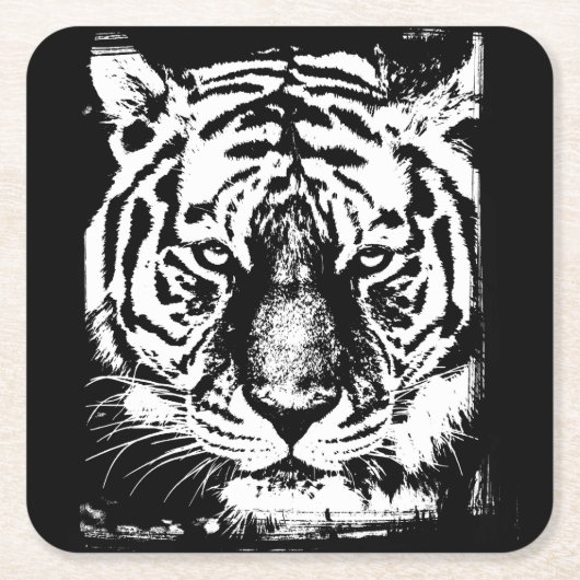 Eleganter Moderner Pop Art Template Leiter Tiger Rechteckiger Pappuntersetzer (Vorderseite)