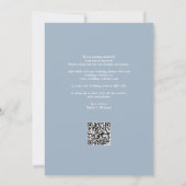 Eleganter moderner QR Code Dusty Blue Wedding Save The Date (Rückseite)