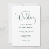 Eleganter moderner QR-Code Emerald Green Wedding Einladung (Vorderseite)