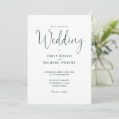 Eleganter moderner QR-Code Emerald Green Wedding Einladung (Stehend Vorderseite)