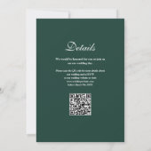 Eleganter moderner QR-Code Emerald Green Wedding Einladung (Rückseite)