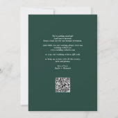 Eleganter moderner QR-Code Emerald Green Wedding Save The Date (Rückseite)