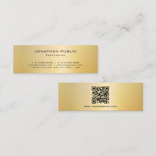 Eleganter moderner QR-Code Gold - Erstellen Sie Ih Mini Visitenkarte (Vorne/Hinten)