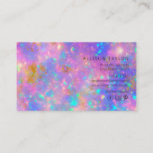 Eleganter, moderner QR-Code Lila Gold Fire Opal St Visitenkarte (Rückseite)