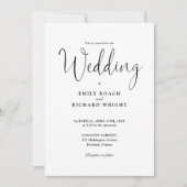 Eleganter moderner QR-Code Schwarz-Weiß-Hochzeit Einladung (Vorderseite)