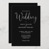 Eleganter moderner QR-Code Schwarz-Weiß-Hochzeit Einladung (Vorne/Hinten)