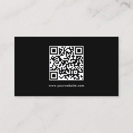Eleganter, moderner QR-Code Schwarzweiß Visitenkarte (Rückseite)