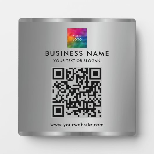 Eleganter, moderner QR-Code-Silver für das benutze Fotoplatte (Vorderseite)