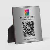 Eleganter, moderner QR-Code-Silver für das benutze Fotoplatte (Vorderseite)