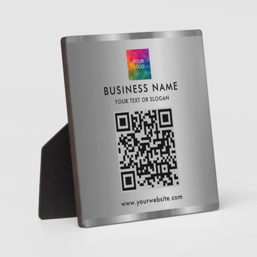 Eleganter, moderner QR-Code-Silver für das benutze Fotoplatte (Vorderseite)