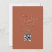 Eleganter moderner QR Code Terracotta Wedding Save The Date (Rückseite)
