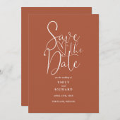 Eleganter moderner QR Code Terracotta Wedding Save The Date (Vorne/Hinten)
