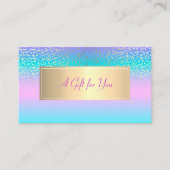 Eleganter moderner Rahmen, Gold Confetti Holograph Rabattkarte (Vorderseite)