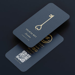 Eleganter moderner Realtor Dark Blue Real Anwesen  Visitenkarte