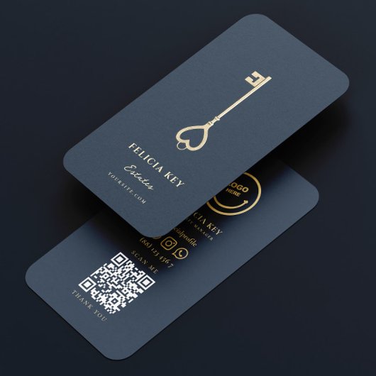 Eleganter moderner Realtor Dark Blue Real Anwesen  Visitenkarte