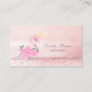 Eleganter moderner rosa Flamingo-Bokeh-Torte Süßig Visitenkarte
