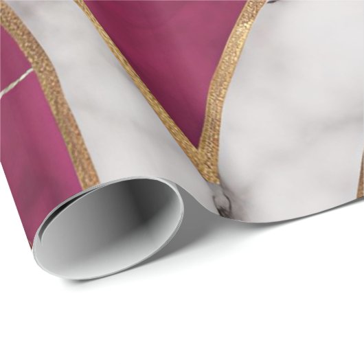 Eleganter moderner Rosa, Gold, weißer Marmor Luxus Geschenkpapier (Rolleneckpunkt)