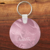 Eleganter moderner rosa-rosa-goldener Marmorstil Schlüsselanhänger (Vorderseite)